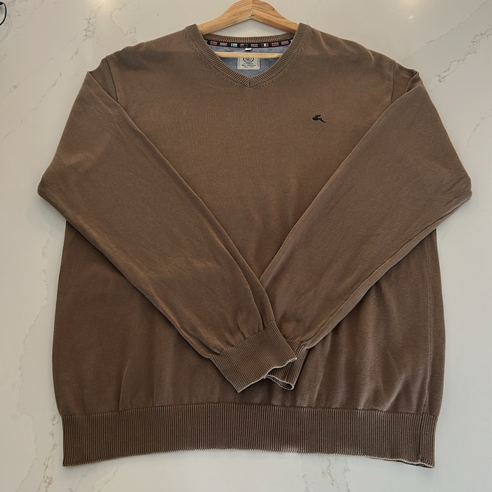 C. Comberti Men's Brown Sweater V neck Cotton Size XL